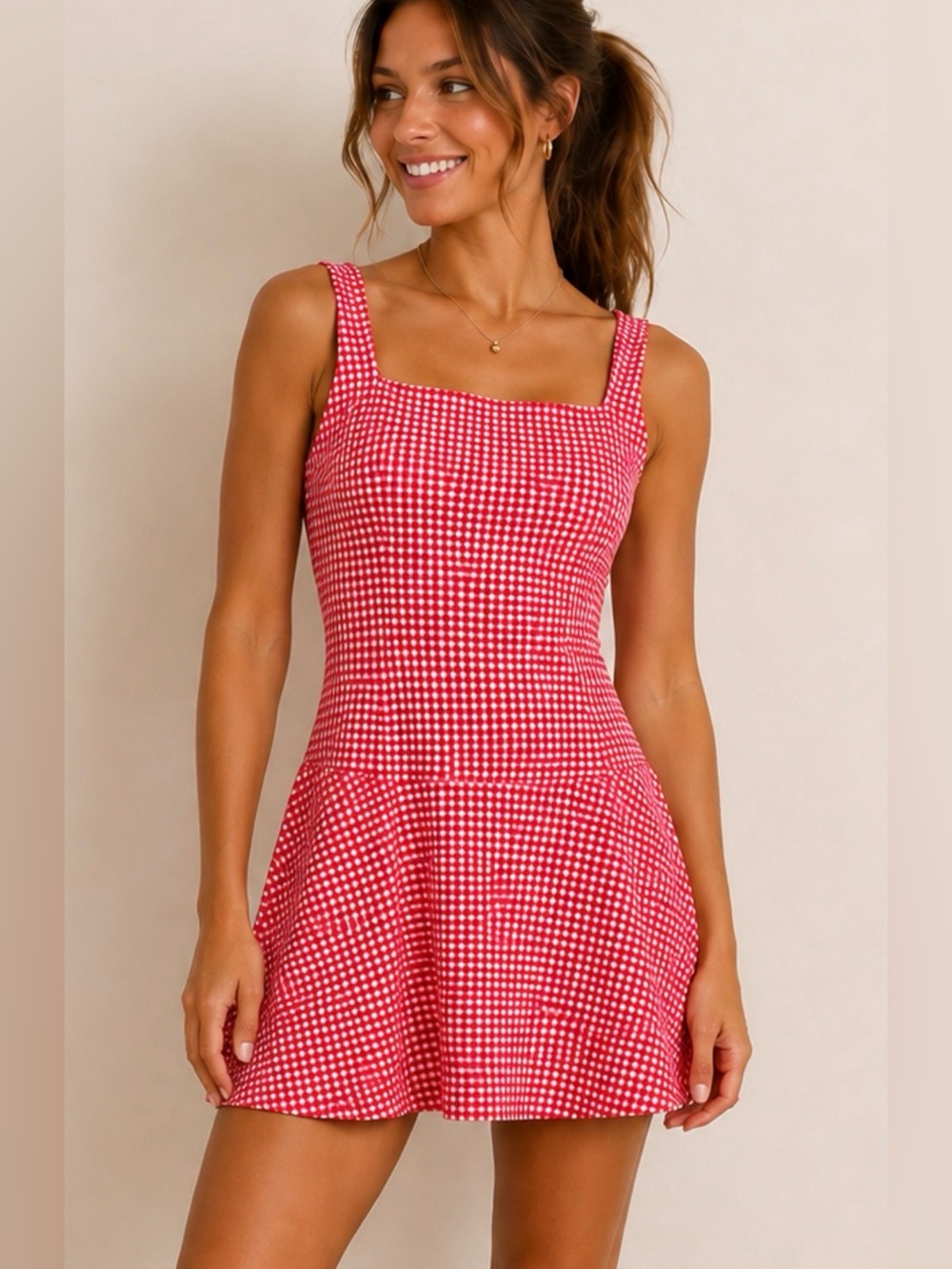 Abercrombie & Fitch YPB sculptLUX Gingham Active Mini Dress L Petite